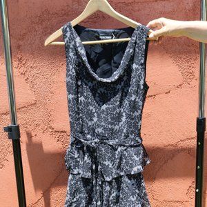 Black Ruffle Dress with Floral Design